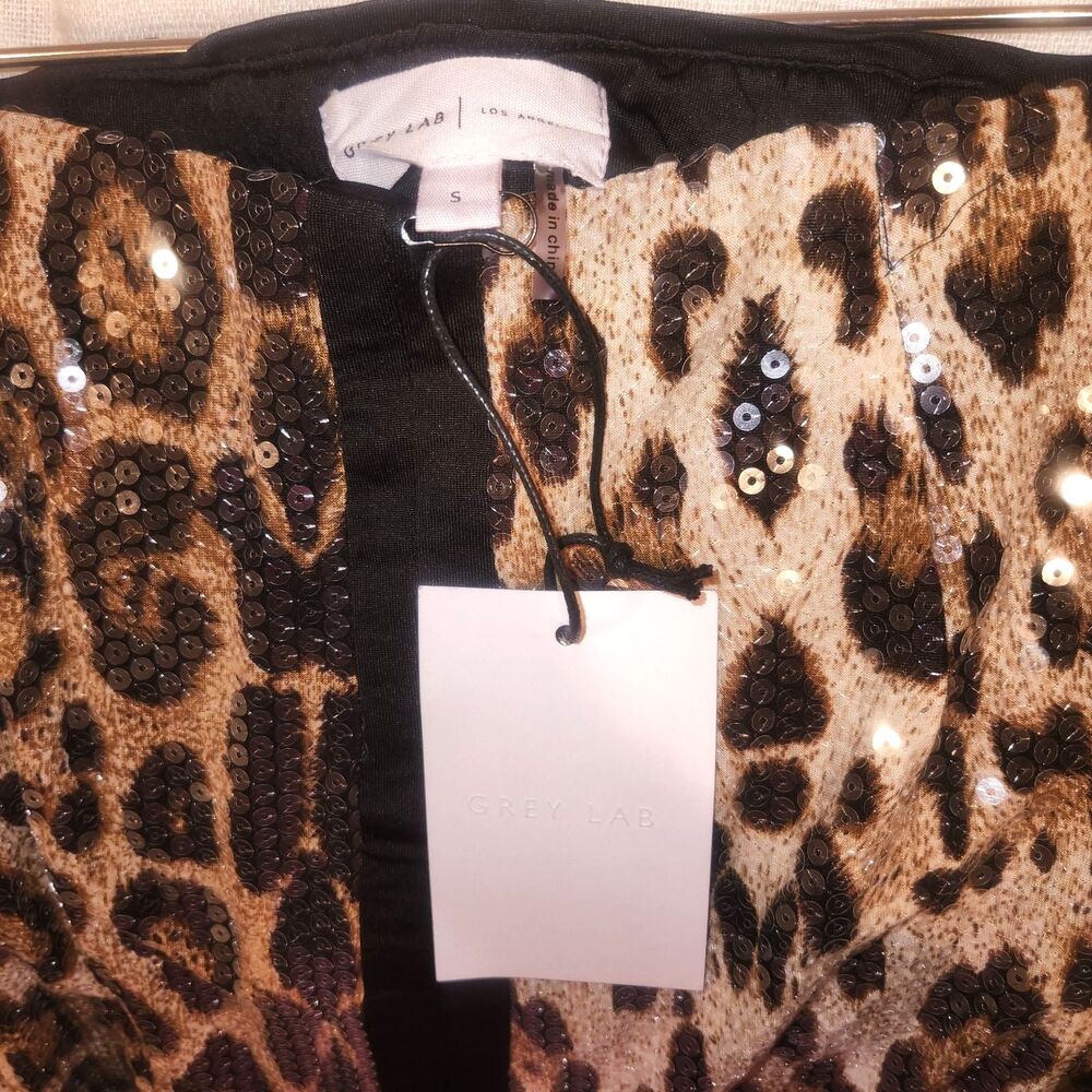 NWT Grey Lab x Anthropologie Sequin Leopard Print Midi Skirt Animal Print- Small - Picture 9 of 13